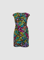 Abstract Print Wrap-Effect Dress