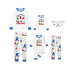 Christmas Holiday Family Blue PJ Set Complete with Gnome Pattern Print