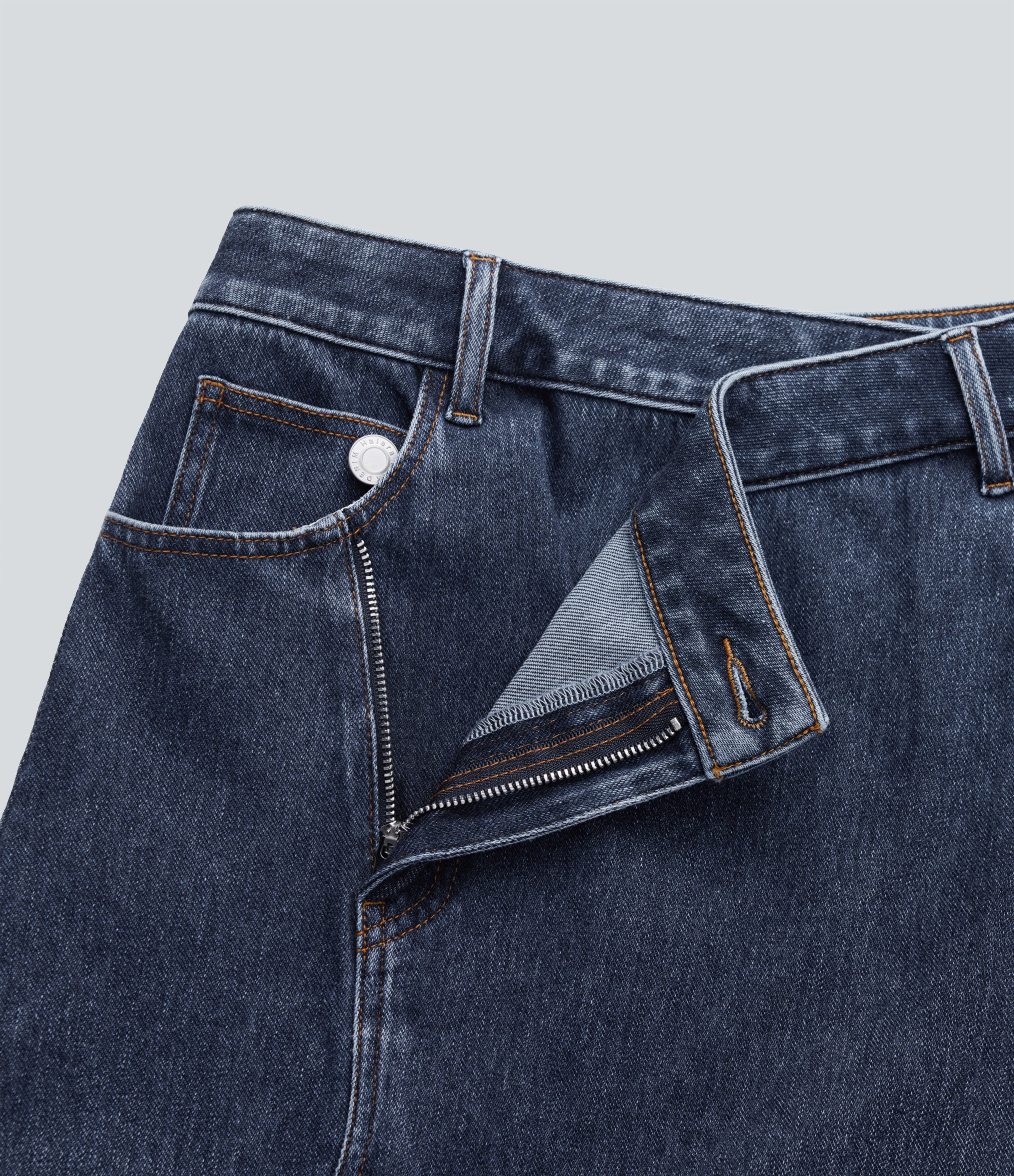 FlexTM Asymmetric Mid Rise Denim Maxi Casual Skirt with Pockets