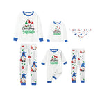 Christmas Holiday Family Blue Pajama Set Featuring Christmas Gnome Pattern