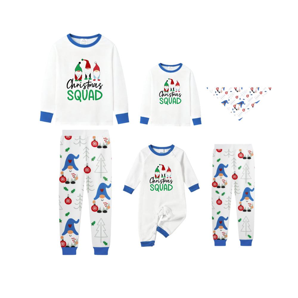 Christmas Holiday Family Blue Pajama Set Featuring Christmas Gnome Pattern