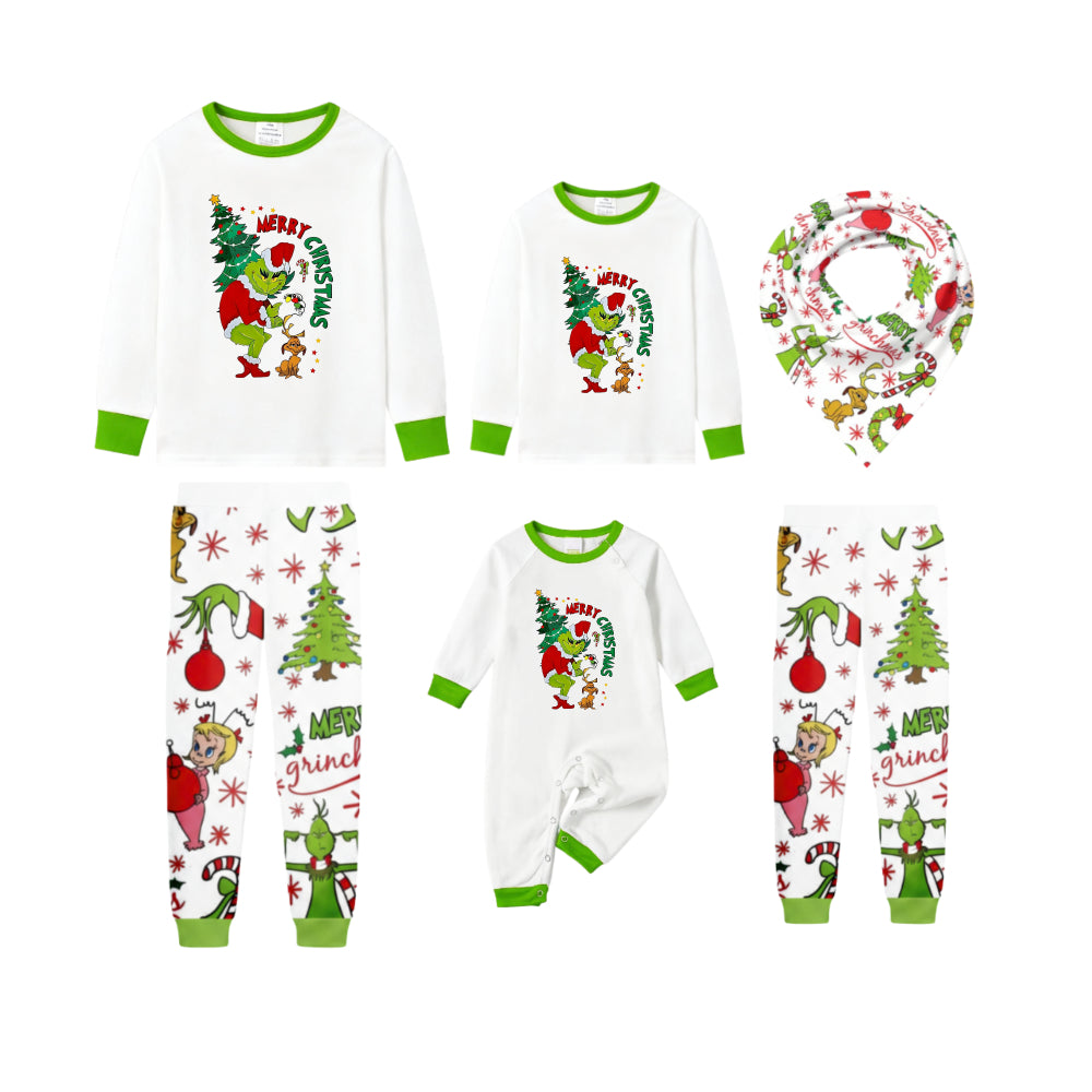 Holiday Family Christmas Pajamas Set With Funny Xmas Character Pattern Print