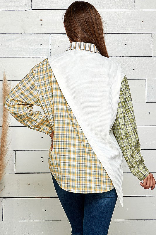 Womens blouse featuring multiple patterns