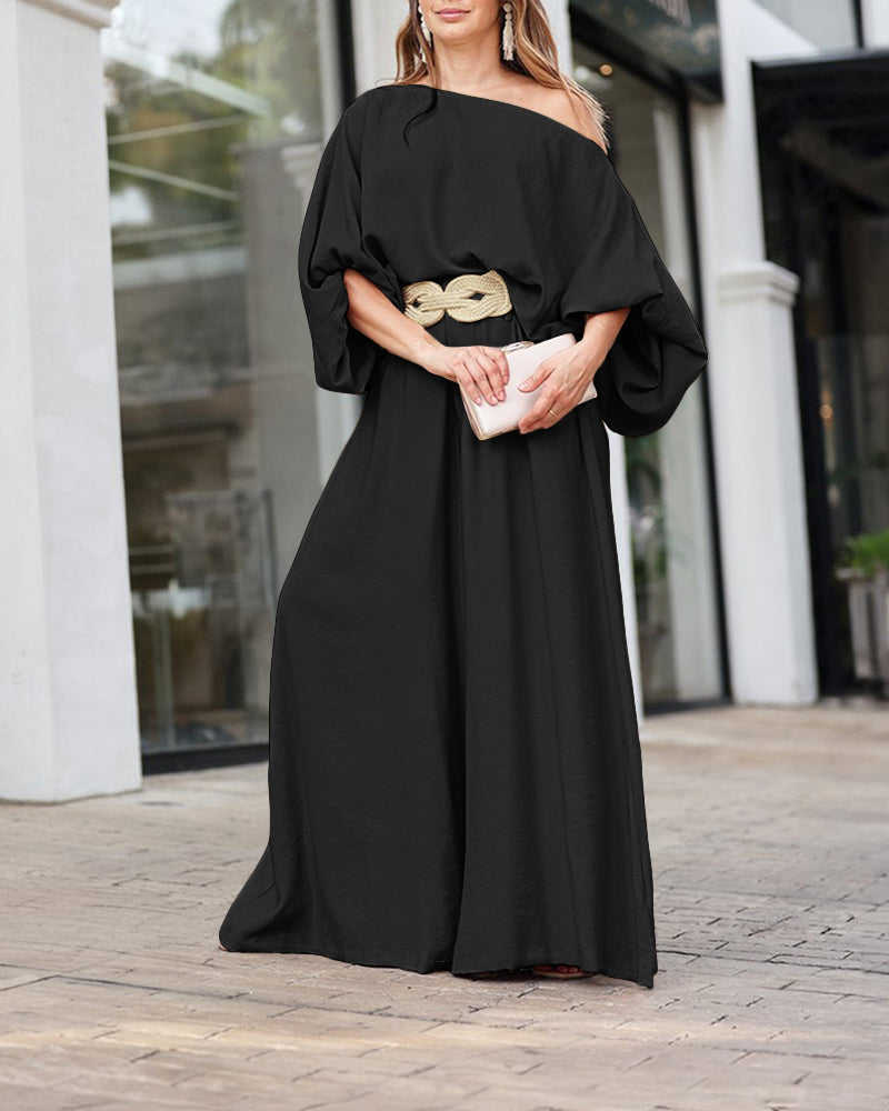 2 Pieces Outfit Turn-down Coll  Long Sleeve Button Front Satin  Shirt and Casual Vintage Floral  Print Elastic Back Waist Wide Leg  Pants Set without Belt