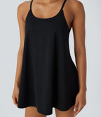 SoftlyZeroTM Airy 2-Piece Mini Cool Touch Yoga Active Slip Dress with Pockets-UPF50+