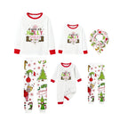 Family Christmas White Pajamas Set With Holly Dolly Pattern Print