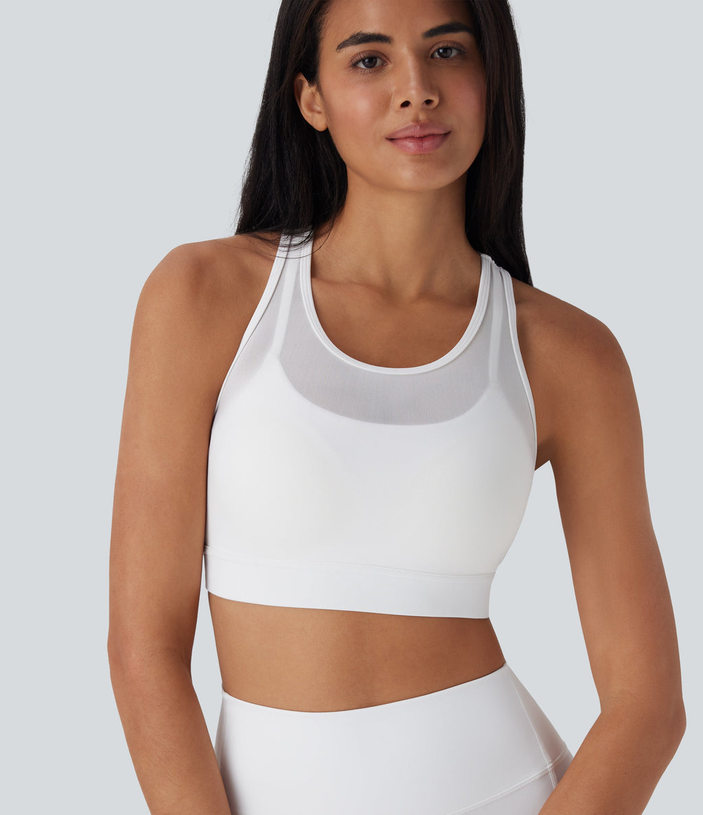SpeedWaveTM Medium Support Racerback Contrast Mesh Quick Dry Training Sports Bra