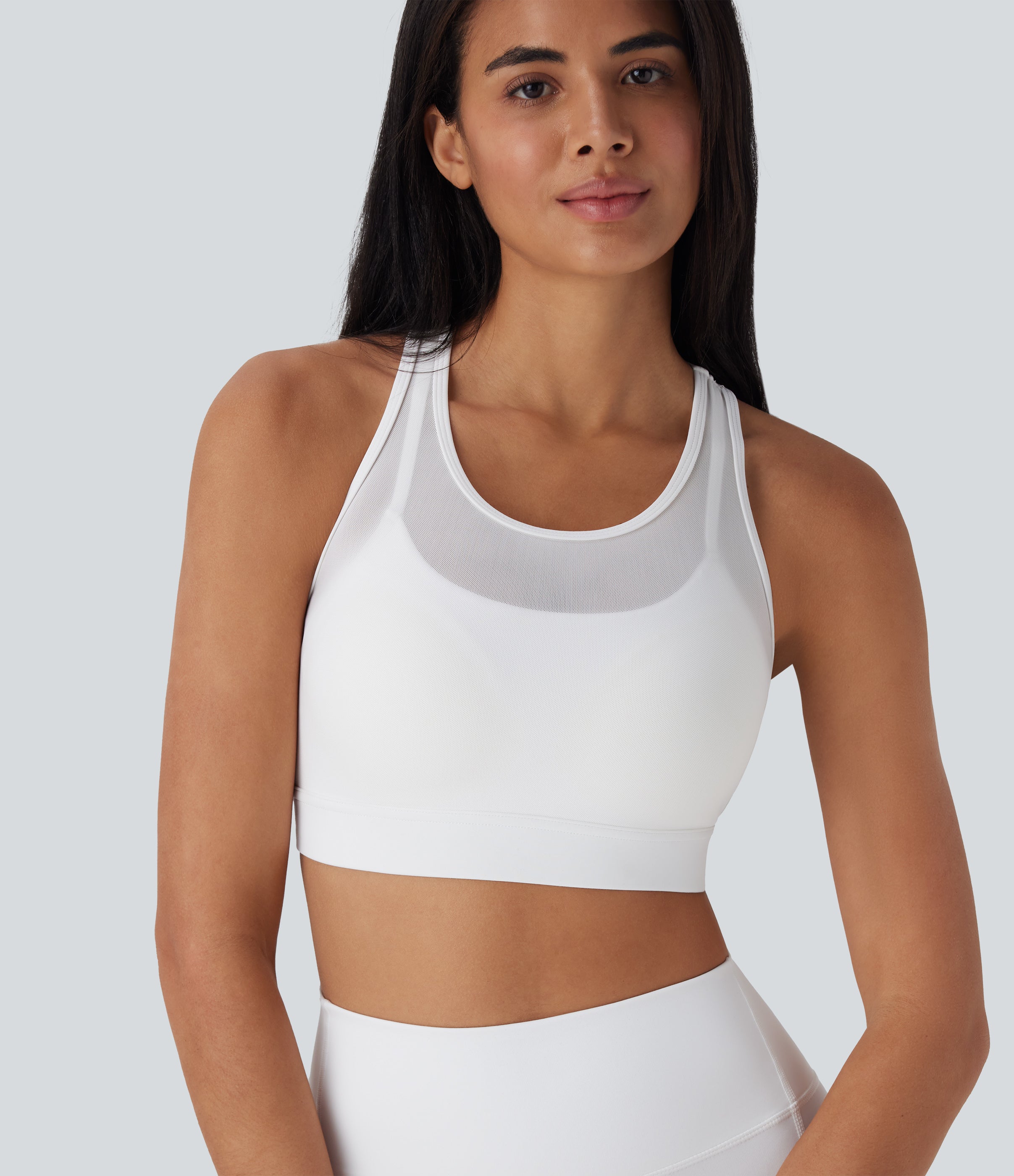 SpeedWaveTM Medium Support Racerback Contrast Mesh Quick Dry Training Sports Bra