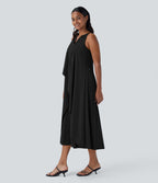 BreezefulTM V Neck Sleeveless Layered Flowy Quick Dry Midi Casual Dress
