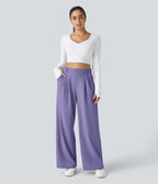 FlexTM High Waisted Side Pocket Wide Leg Waffle Work Pants