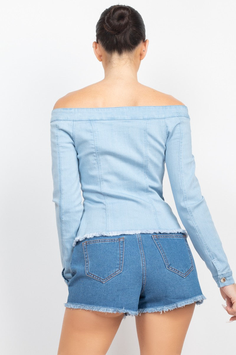 Off-Shoulder Denim Jacket