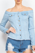 Off-Shoulder Denim Jacket