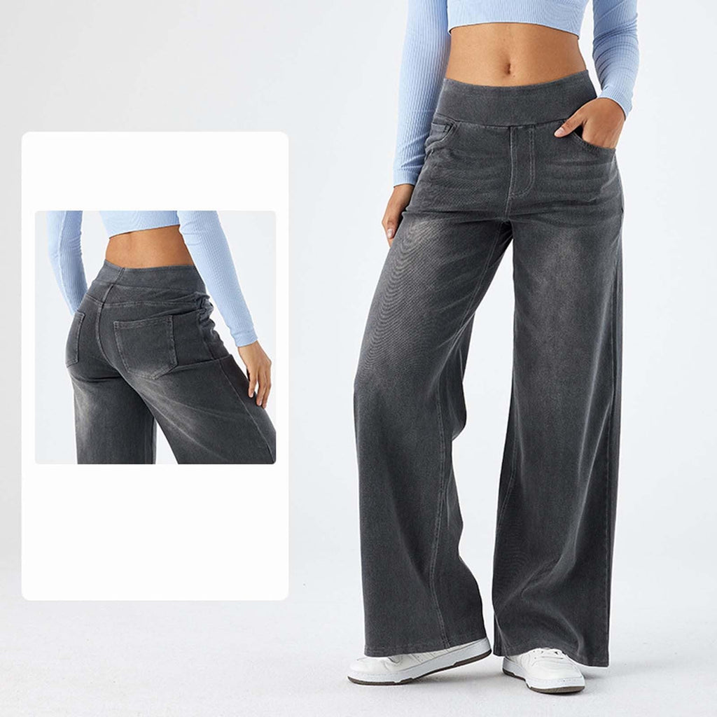 2026🔥FlexTM High Waisted Multiple Pockets Washed Stretchy Knit Casual Bootcut Jeans