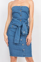 Waist-Tie Denim Dress