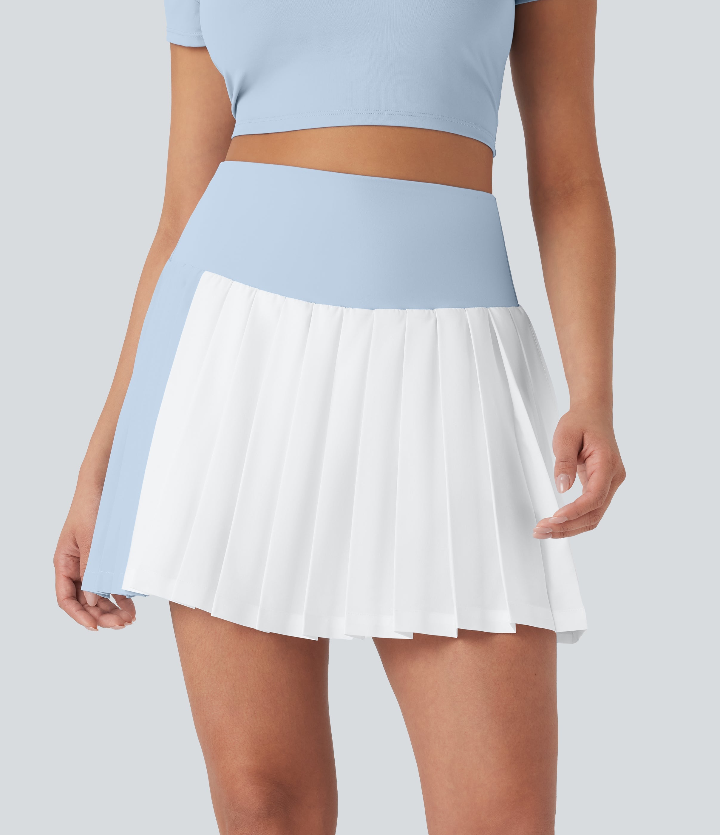 BreezefulTM High Waisted 2-in-1 Pleated Quick Dry Mini Tennis Skirt with Pockets