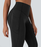 UltraSculptTM Cool Quick Dry SoCinched High Waisted Tummy Control Cut Out Yoga Leggings with Pockets-UPF50+