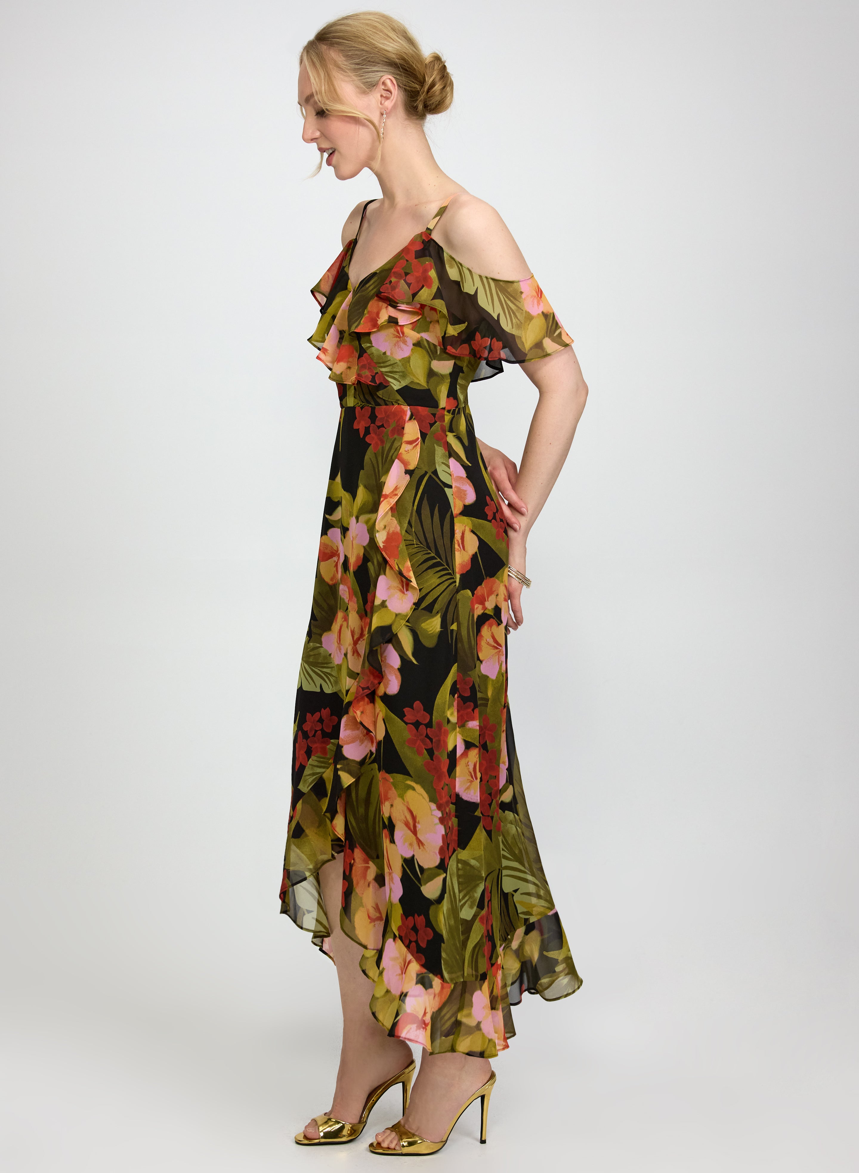 Floral Chiffon Midi Dress