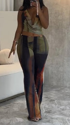 Ladies' Neck Hanging Spliced Hollow Slim Fit Jumpsuit
