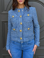 Women Round Neck Breasted Small Fragrant Style Casual Jacket