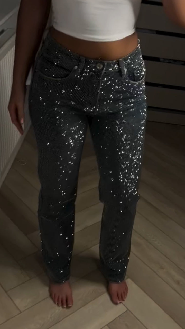 Women Hot Rhinestone Sparkling Casual Jeans