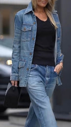 Women Collar Casual Denim Jacket