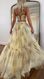 Women Spaghetti Strap Patchwork Top+half Skirt Elegant Temperament Set