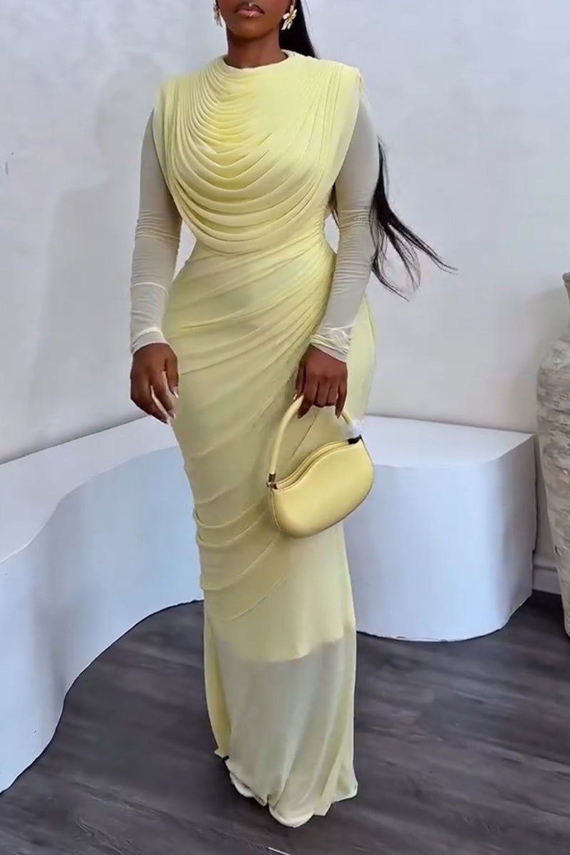 Women's Elegant Party Pleated Slim Fit Dress