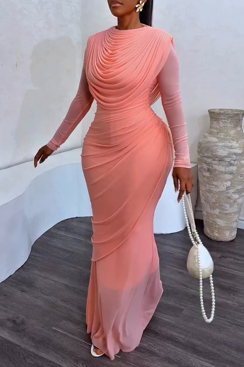 Women's Elegant Party Pleated Slim Fit Dress