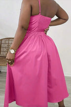 Women's Barbie Style Pink One-Shoulder Crop Top or A-Line Midi Skirt