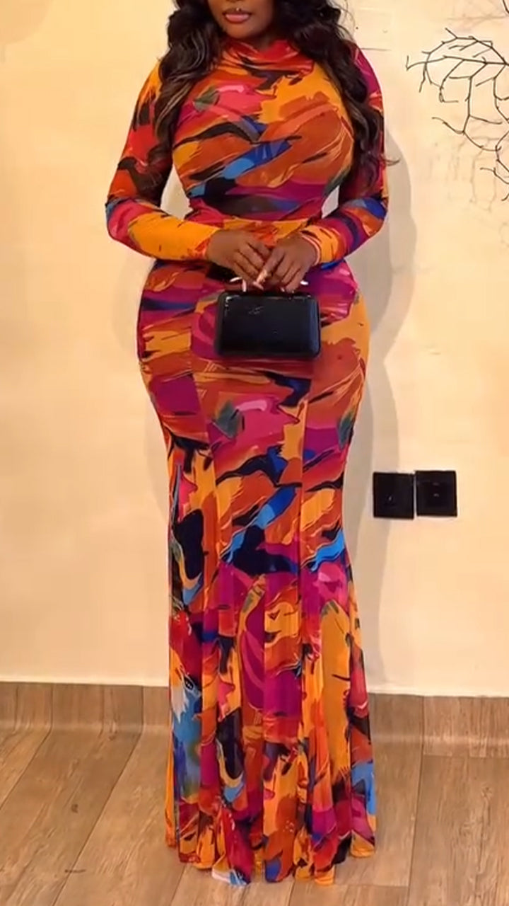 Women Round Neck Printed Jumpsuit + Skirt Vacation Casual Style Set