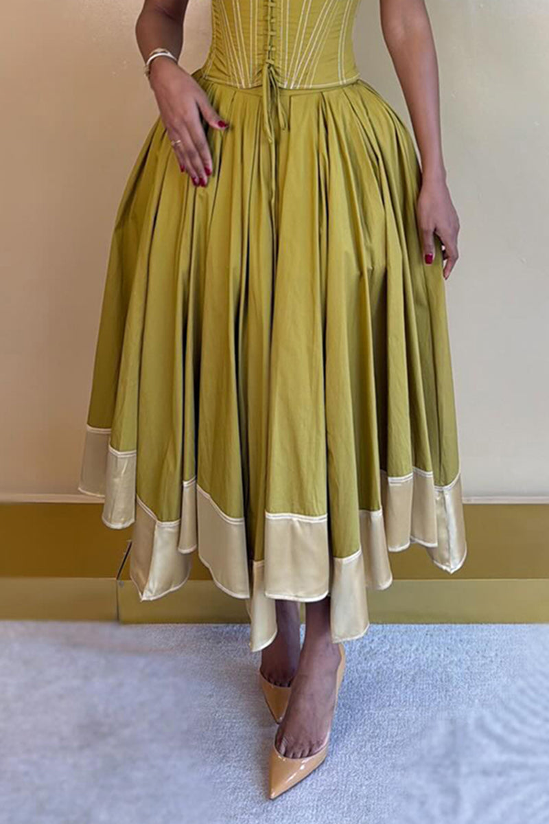 Women's Elegant Thin Strap Slim Vest or A Line Skirt