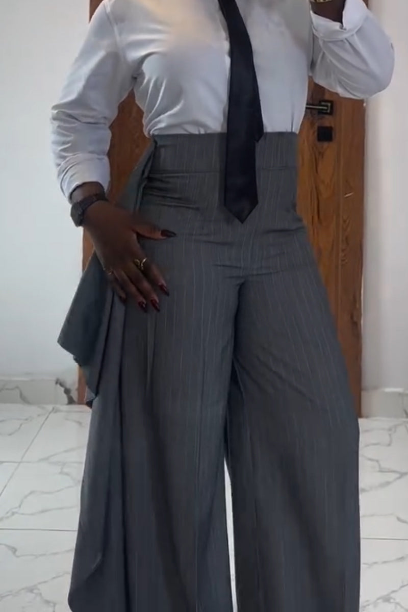 Women Strapless and Waist Cinching Top + Patchwork Pants Temperament Commuting Formal Suit
