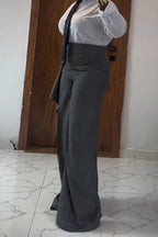 Women Strapless and Waist Cinching Top + Patchwork Pants Temperament Commuting Formal Suit
