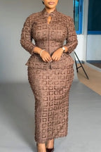 Women Round Neck Waist Cinched Jacket+ Half Skirt Elegant Temperament Commuting Formal Suit
