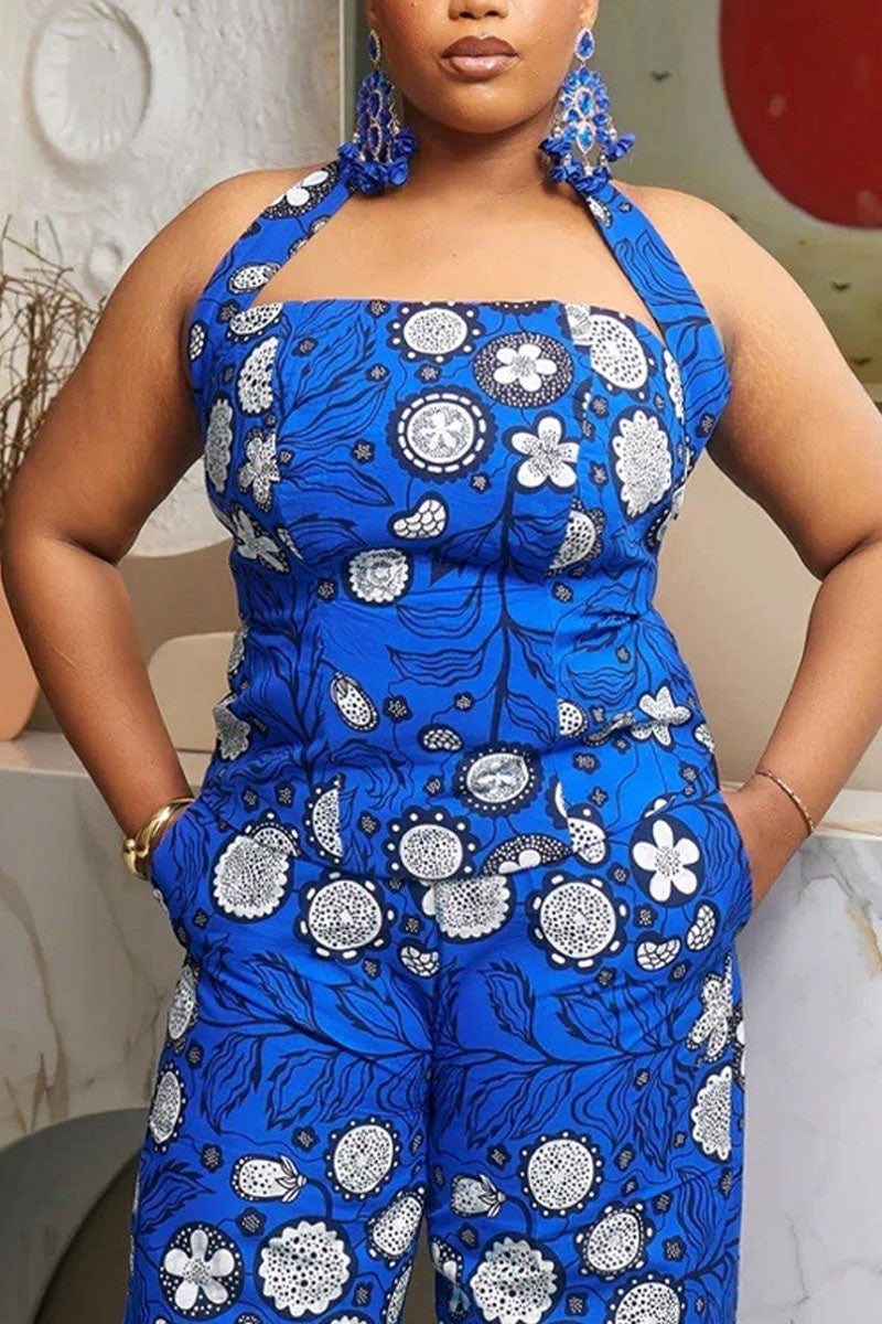 Women's Vibrant Ankara Print Halter Crop Top Or Flowy Pants
