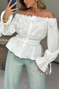 Women Casual One-piece Collar Patchwork Lace Patterned Top or Washed Patchwork Jeans