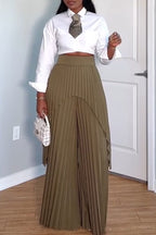 Women's Fashion Cropped Blouse or Double Layer Pleated Pants