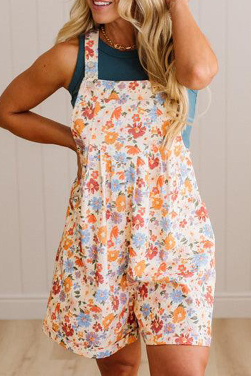 Women Printed Casual Loose Fit Short Jumpsuit