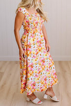 Womens Square Neck Sleeveless Printed Elegant Casual Maxi Dresses