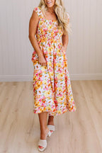 Womens Square Neck Sleeveless Printed Elegant Casual Maxi Dresses
