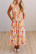 Womens Square Neck Sleeveless Printed Elegant Casual Maxi Dresses