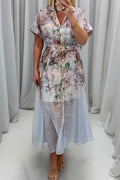 Women Collar Short Sleeved Printed Elegant Temperament Dress