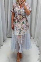 Women Collar Short Sleeved Printed Elegant Temperament Dress