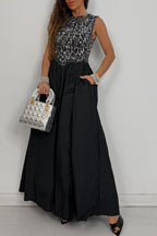 Women's Formal Evening Gown with Sparkly Sequin Top and Full Skirt