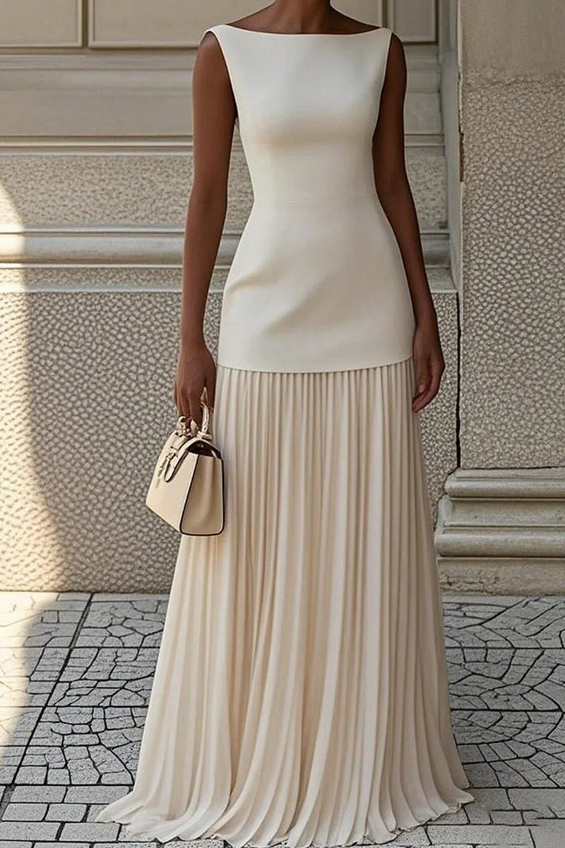 Women's Paneled Pleated Maxi Dress