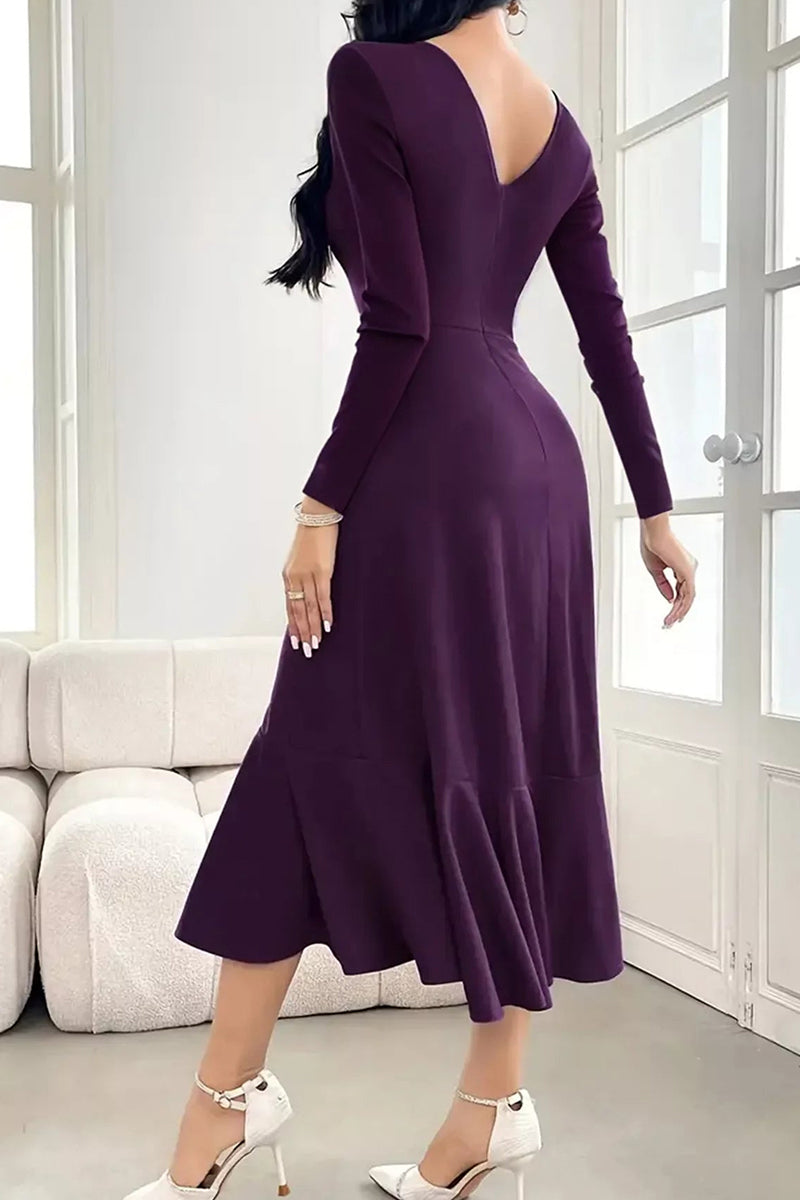 Women's Round Neck Slit Party Dress