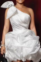 Women's Bow Accent Fluffy Mini Party Dress