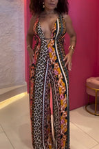 Women Suspender Printed Sexy Casual Jumpsuit