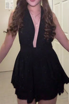 Women's Backless V Neck Party Dress