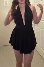 Women's Backless V Neck Party Dress